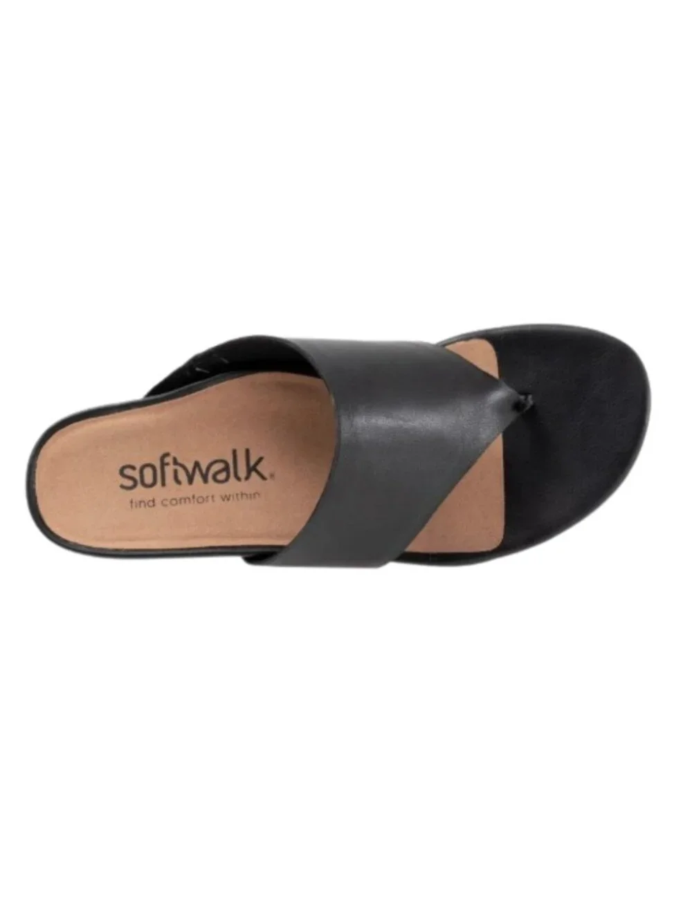 SoftWalk Chandler Women's Asymmetric Leather Thong Sandal - Black